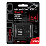 Qumo microSDXC 64Gb Class 10 UHS-I + adp карта памяти