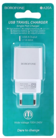 Borofone BA20A 2.1A White 1USB зарядное устройство