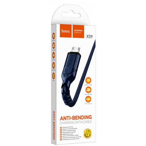 Hoco X59 Victory USB micro USB/2.4A 2m Blue кабель Hoco X59 Victory USB micro USB/2.4A 2m Blue кабель