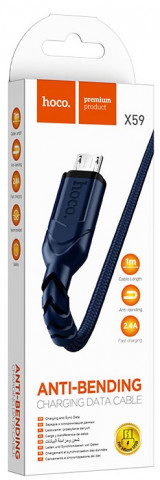 Hoco X59 Victory USB micro USB/2.4A 2m Blue кабель