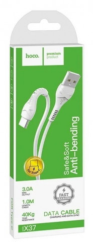 Hoco X37 Cool Power USB-Type-C/3A 1m White кабель