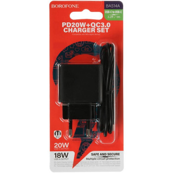 Borofone BAS14A 3A 1USB Type-C Black  сетевой блок питания