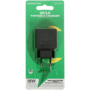 Borofone BAS12A 3A 1USB Black  сетевой блок питания