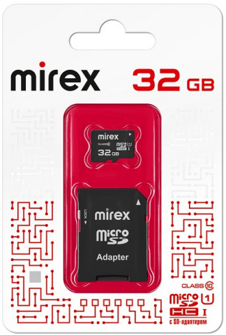 Mirex MicroSDHC 32Gb Class10 UHS-I+adp карта памяти