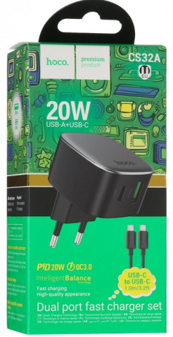 Hoco CS32A 3A 20W Lightning 8-pin Black зарядное устройство