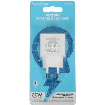Borofone BAS13A 3A 20W Type-C White сетевой блок питания