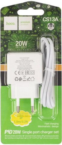 Hoco CS13A 3A 20W Type-C White зарядное устройство