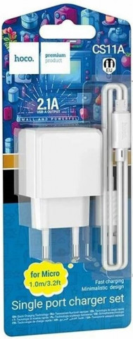 Hoco CS11A 2.1A Lightning 8-pin White зарядное устройство