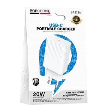 Borofone BAS73A 3A 20W Type-C White сетевой блок питания