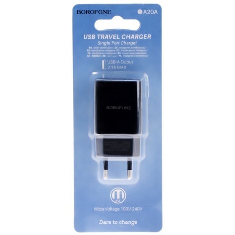Borofone BA20A 2.1A Black 1USB зарядное устройство Borofone BA20A 2.1A Black 1USB зарядное устройство