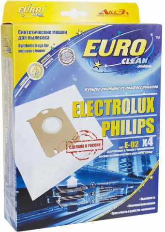 Euro Clean E-02/4 пылесборники (4шт.) Electrolux Philips Euro Clean E-02/4 пылесборники (4шт.) Electrolux Philips