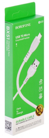 Borofone BX51 USB-micro USB 1m White /2,4A кабель