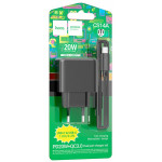 Hoco CS14A  3A 20W USB, Type-C Black зарядное устройство