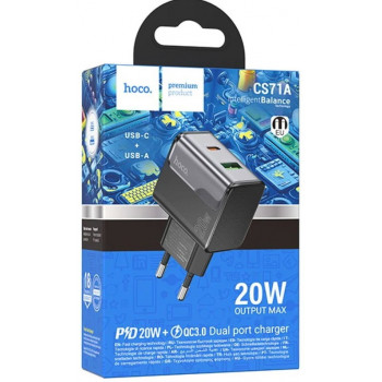 Hoco CS71A 20W Type-C Black зарядное устройство Hoco CS71A 20W Type-C Black зарядное устройство