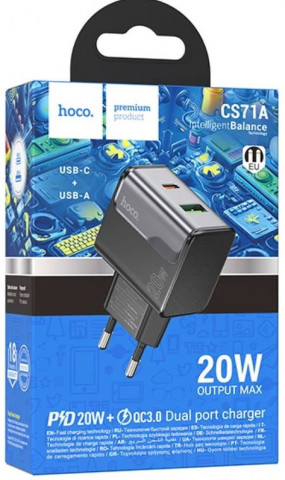 Hoco CS71A 20W Type-C Black зарядное устройство