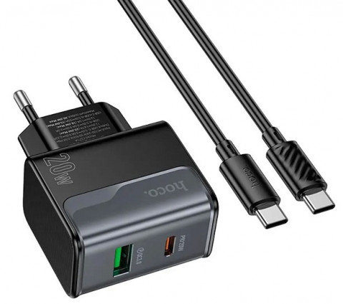 Hoco CS71A 20W Type-C, кабельType-C Black зарядное устройство Hoco CS71A 20W Type-C, кабельType-C Black зарядное устройство