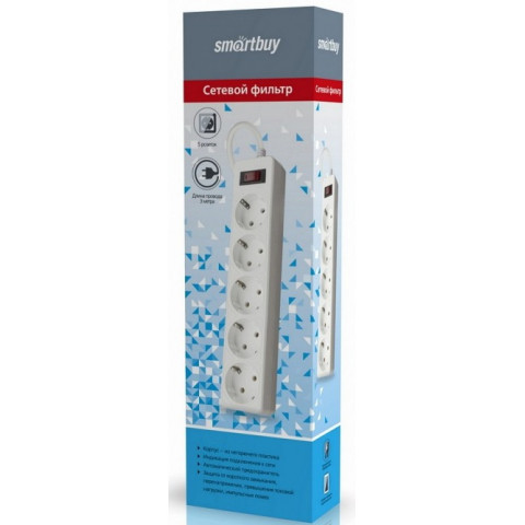 Smartbuy SBSP-30-W, 3м, 10A белый сетевой фильтр