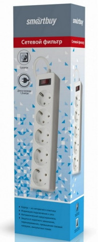 Smartbuy SBSP-18-W, 1.8м, 10A белый сетевой фильтр Smartbuy SBSP-18-W, 1.8м, 10A белый сетевой фильтр