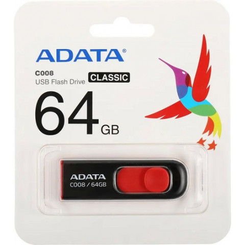 Adata USB2.0 64Gb C008 Flash Drive (Black/Red) флешка Adata USB2.0 64Gb C008 Flash Drive (Black/Red) флешка