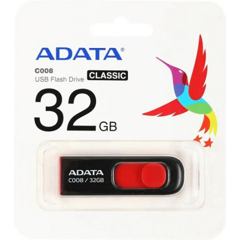 Adata USB2.0 32Gb C008 Flash Drive (Black/Red) флешка Adata USB2.0 32Gb C008 Flash Drive (Black/Red) флешка